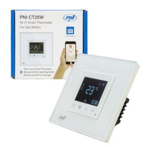 Termostato intelligente PNI CT25W WiFi per riscaldamento centralizzato a gas, montaggio ad incasso, 16A, controllo dall'applicazione Tuya Sm