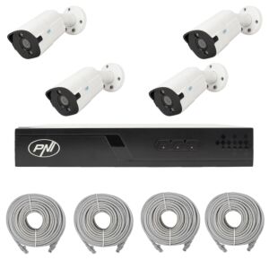 Pacchetto videosorveglianza NVR POE PNI House IP710J, 2 telecamere PNI IP808J, 8MP e cavi inclusi