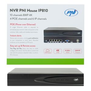 NVR POE PNI House IP810 con 10 canali 4K 8MP