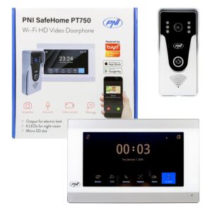 Videocitofono intelligente PNI SafeHome PT750 WiFi HD, P2P, monitor interno, applicazione Tuya Smart dedicata, integrazione in