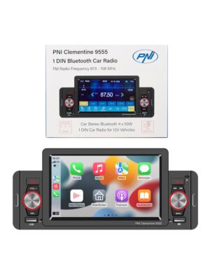 Lettore MP5 per auto PNI Clementine 9555 Display 1DIN da 5 pollici 4 x 50 W, Bluetooth, radio FM, Carplay, funzione RDS