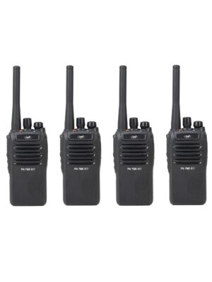 Kit di 4 stazioni radio portatili PNI PMR R17 446 MHz, 0,5 W, 16 canali PMR e 50 toni CTCSS e 104 DCS, programmabili, Li-Ion