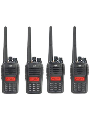 Kit di 4 stazioni radio portatili PNI PMR R18, 446 MHz, 0,5 W, 128 canali, 16 PMR e 50 CTCSS e 104 toni DCS, radio FM, prog